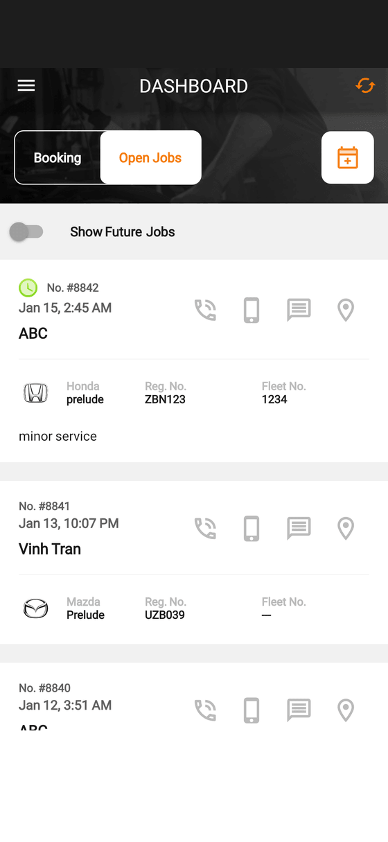 MechanicDesk Mobile app screen