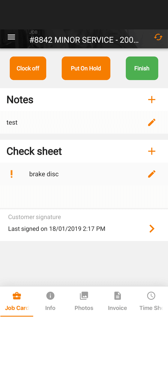 MechanicDesk Mobile app screen