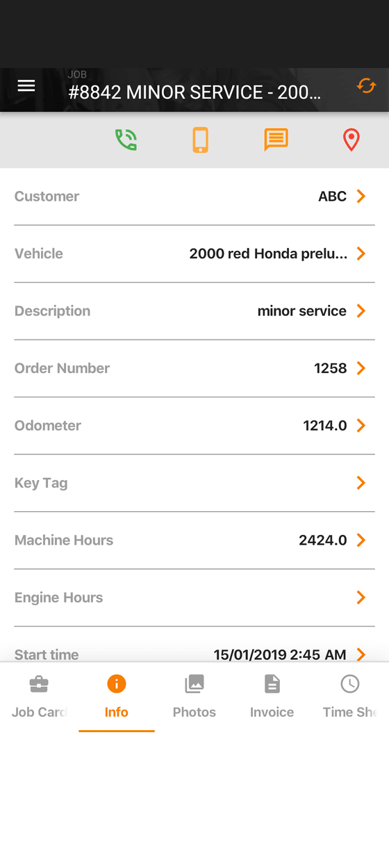 MechanicDesk Mobile app screen